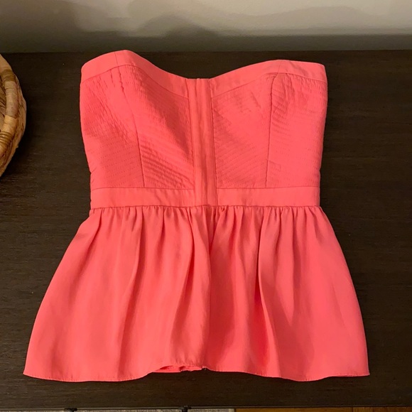 Pink Strapless Silk Bustier Top - Picture 1 of 6
